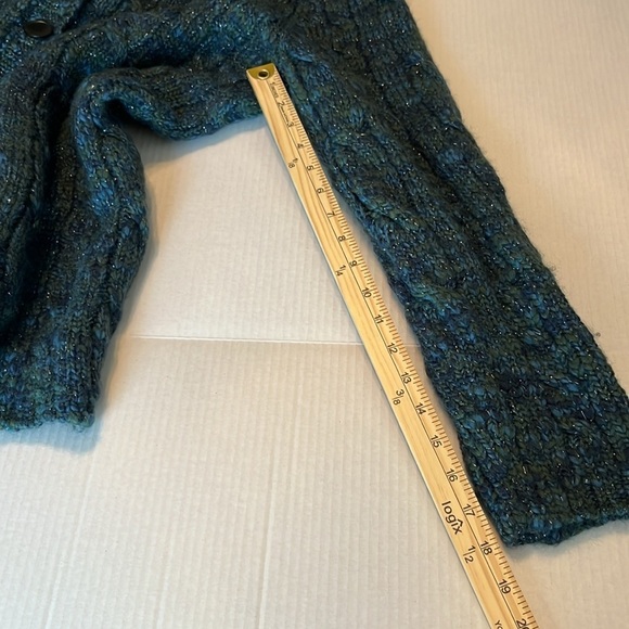 Chico's Hooded Thick Wool Green/Blue Sweater Jacket Chico's Size 3/US Size XL - Picture 5 of 11